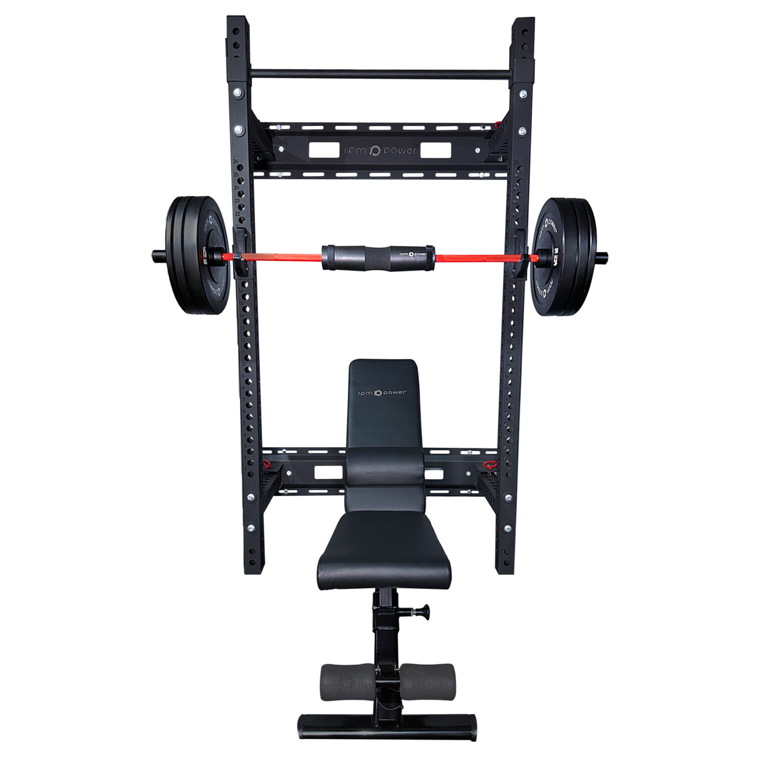 Wall Mounted Foldable Squat Rack with Home Gym Bundle & Weight Bench