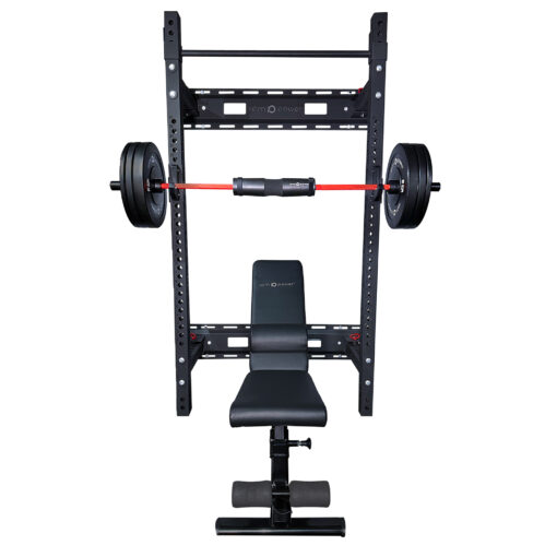 Wall Mounted Foldable Squat Rack with Home Gym Bundle & Weight Bench