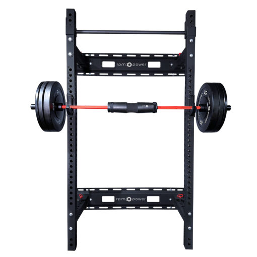 Foldable Home Gym Squat Rack with Weigh Plates, Barbell, Training Accesories and Storage Solutions.